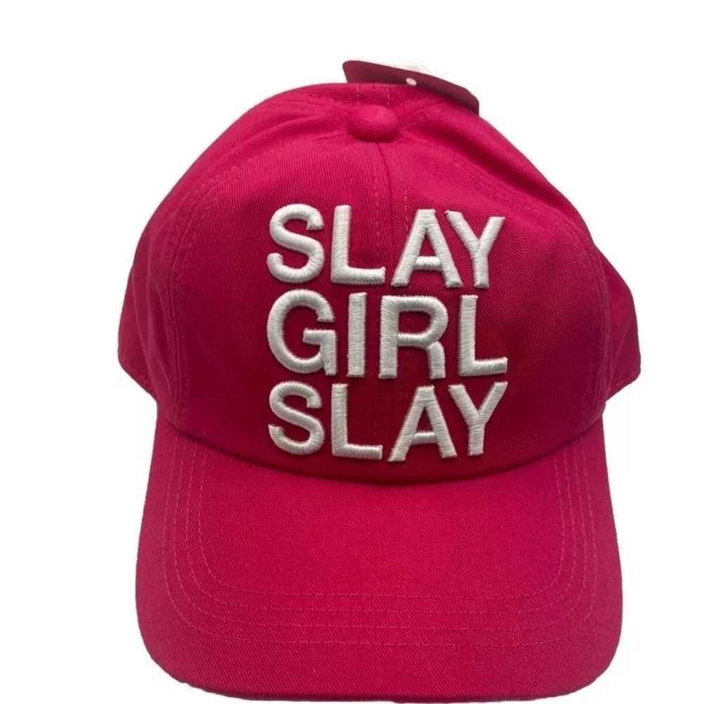 SLAY GIRL SLAY SNAPBACK HAT One Size BRIGHT PINK!